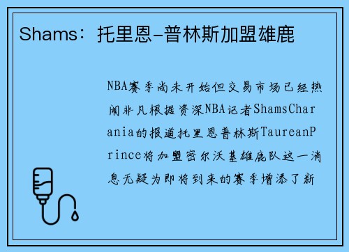 Shams：托里恩-普林斯加盟雄鹿