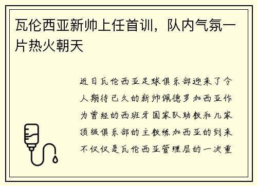 瓦伦西亚新帅上任首训，队内气氛一片热火朝天